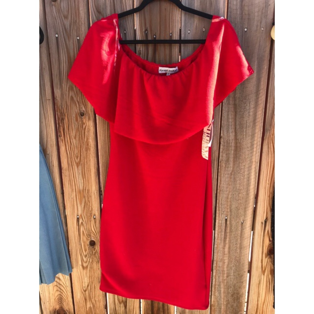 Almost Famous red ruffle wiggle dress